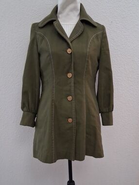 Vintage Graff Californiawear Commuter Army Green Button-Front Women's Jacket.